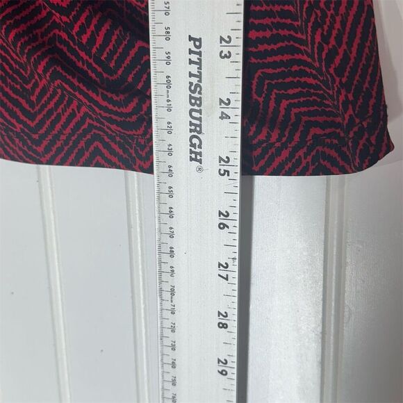 Liz Claiborne XL Sleeveless Faux Wrap Blouse Red Herringbone Geo Top NWT - Picture 6 of 8